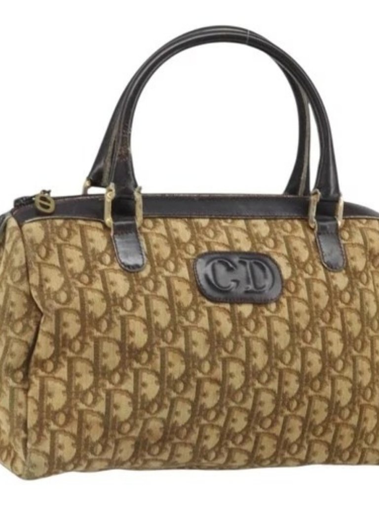 Christian Dior Trotter Canvas Hand Bag Beige Auth